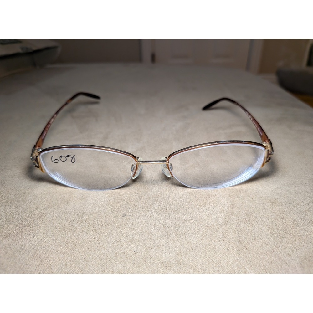 Charmant CH8297 Eyeglasses Brown Titanium Rectangular Half Rim Frames 52-18-135
